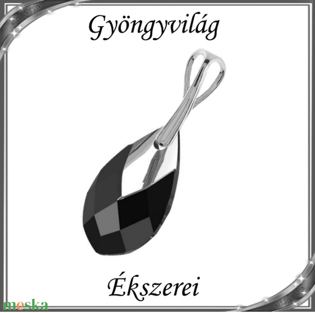 Swarovski csepp medál, 925-ös sterling ezüst kapoccsal  SSZE-SW6565-M22 - ékszer - nyaklánc - medál - Meska.hu