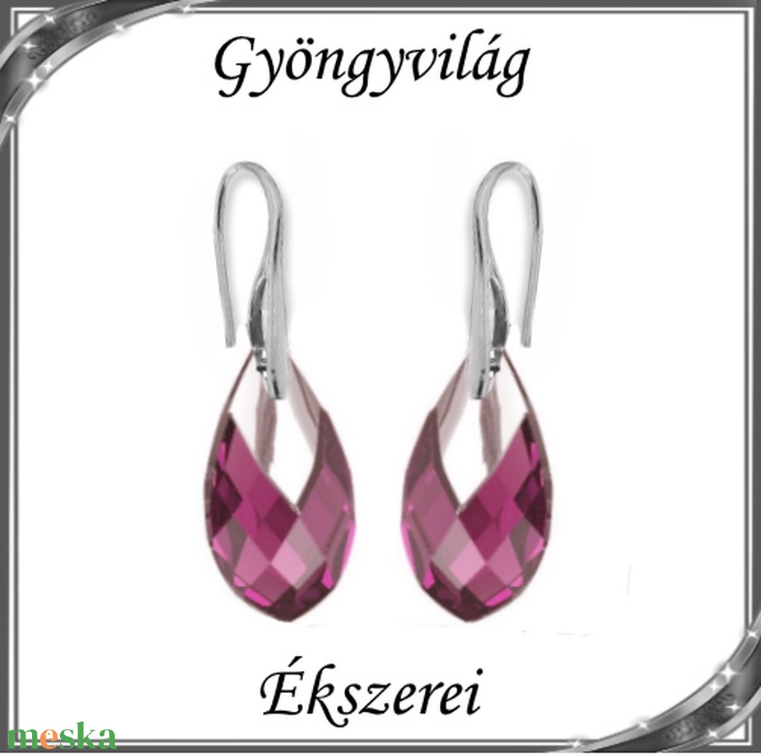 Swarovski csepp fülbevaló, 925-ös sterling ezüst kapoccsal  SSZE-SW6565-F18 - ékszer - fülbevaló - lógó csepp fülbevaló - Meska.hu