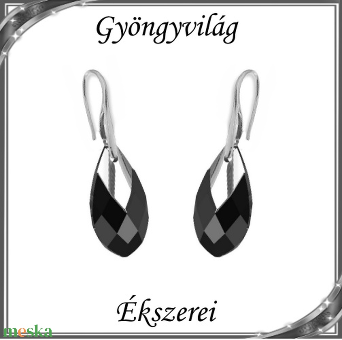 Swarovski csepp fülbevaló, 925-ös sterling ezüst kapoccsal  SSZE-SW6565-F18 - ékszer - fülbevaló - lógó csepp fülbevaló - Meska.hu