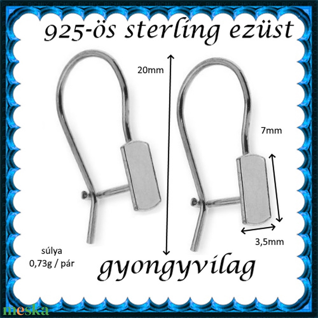  925-ös sterling ezüst ékszerkellék: fülbevalóalap biztonsági kapoccsal EFK K 27 - kellékek & szerszámok - gyöngy, ékszerkellék - egyéb alkatrész - Meska.hu