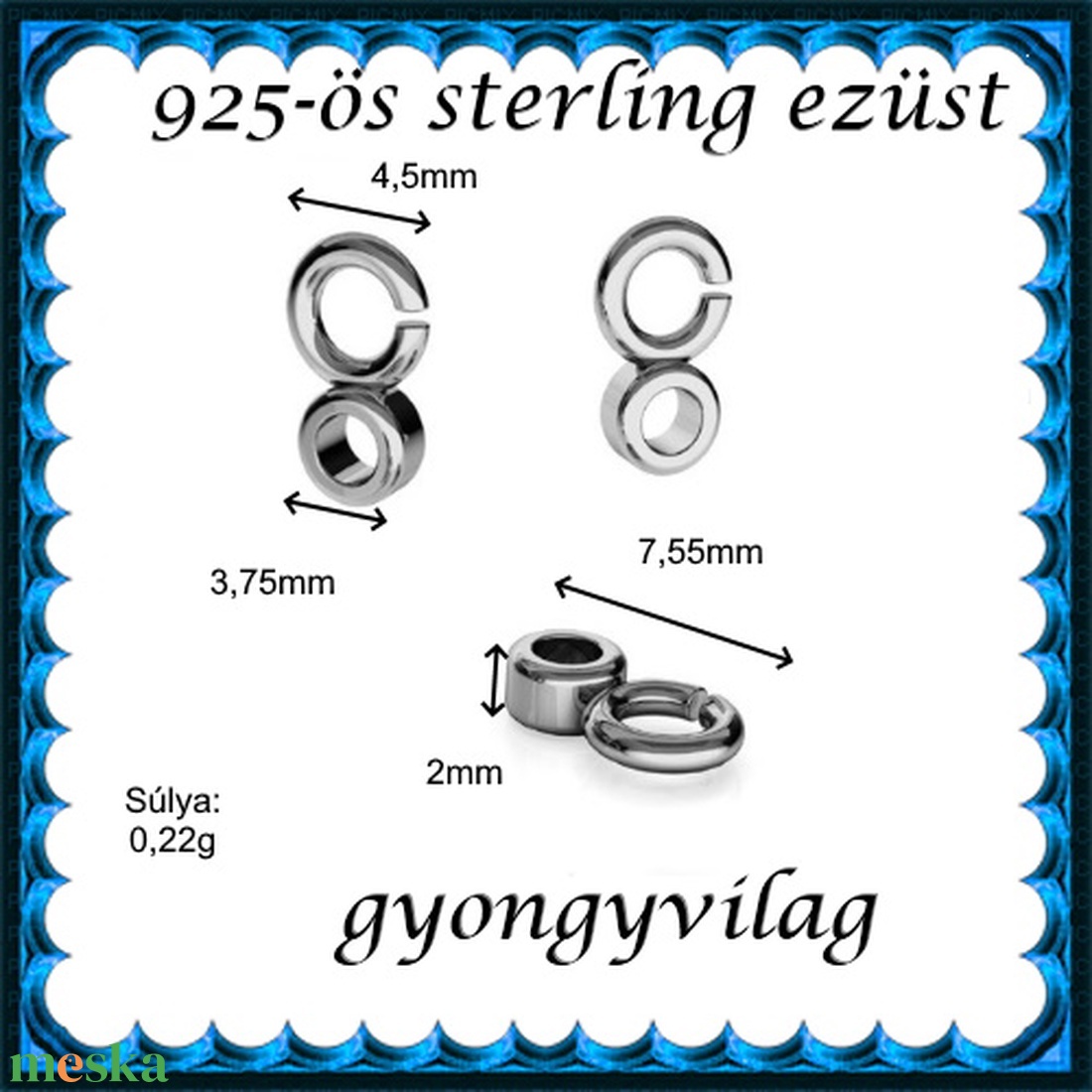 925-ös sterling ezüst ékszerkellék: medáltartó, medálkapocs EMT 36r Antikolt - kellékek & szerszámok - gyöngy, ékszerkellék - egyéb alkatrész - Meska.hu