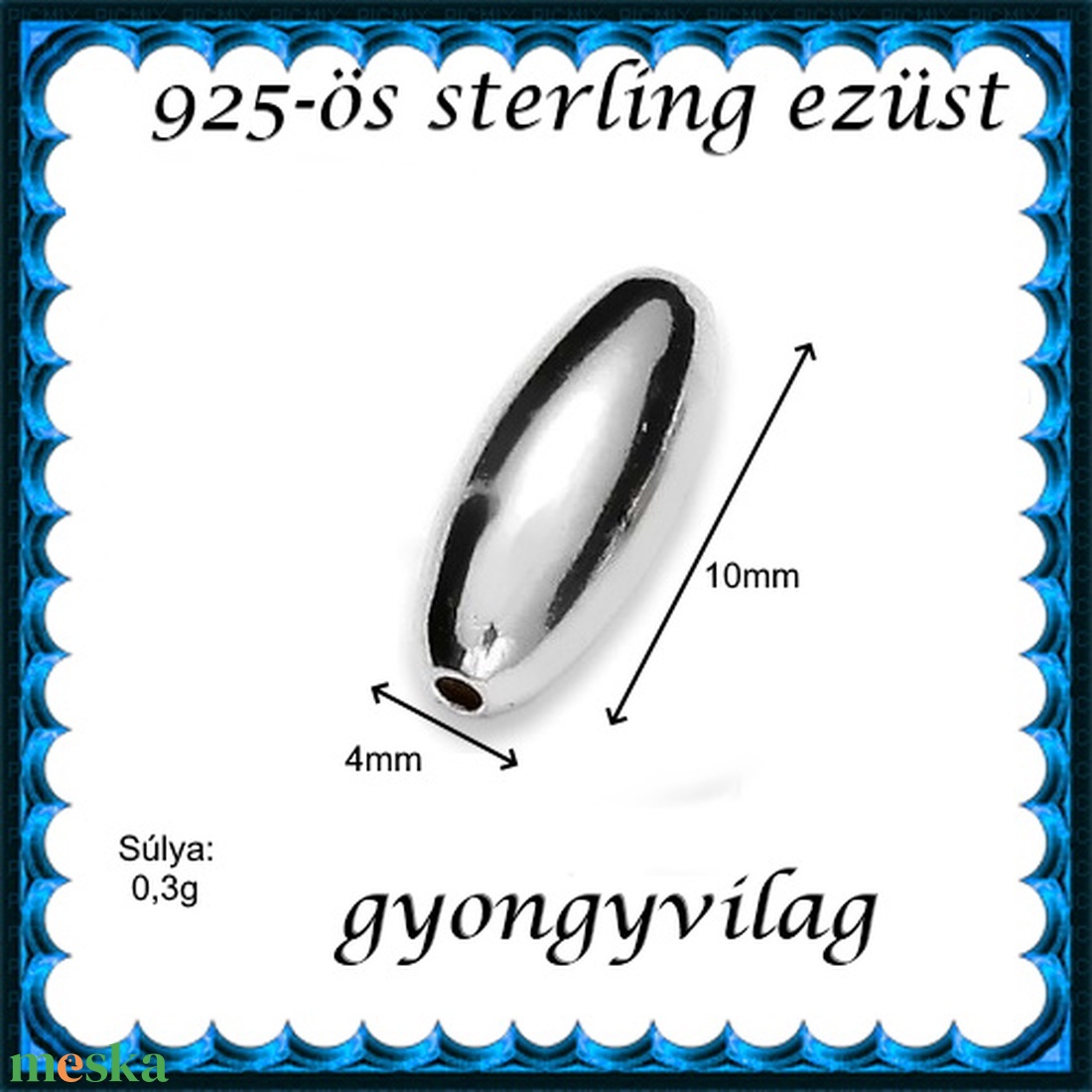 925-ös sterling ezüst ékszerkellék: köztes / gyöngy / dísz  EKÖ 27-4 4x10 - kellékek & szerszámok - gyöngy, ékszerkellék - fém köztesek - Meska.hu