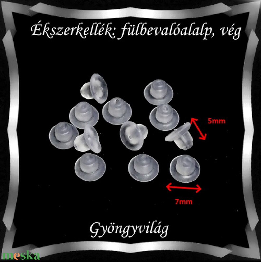 Ékszerkellék: fülbevaló vég/shift BFK-SZ 07-6x7 szilikon  40db/csomag - kellékek & szerszámok - gyöngy, ékszerkellék - egyéb alkatrész - Meska.hu