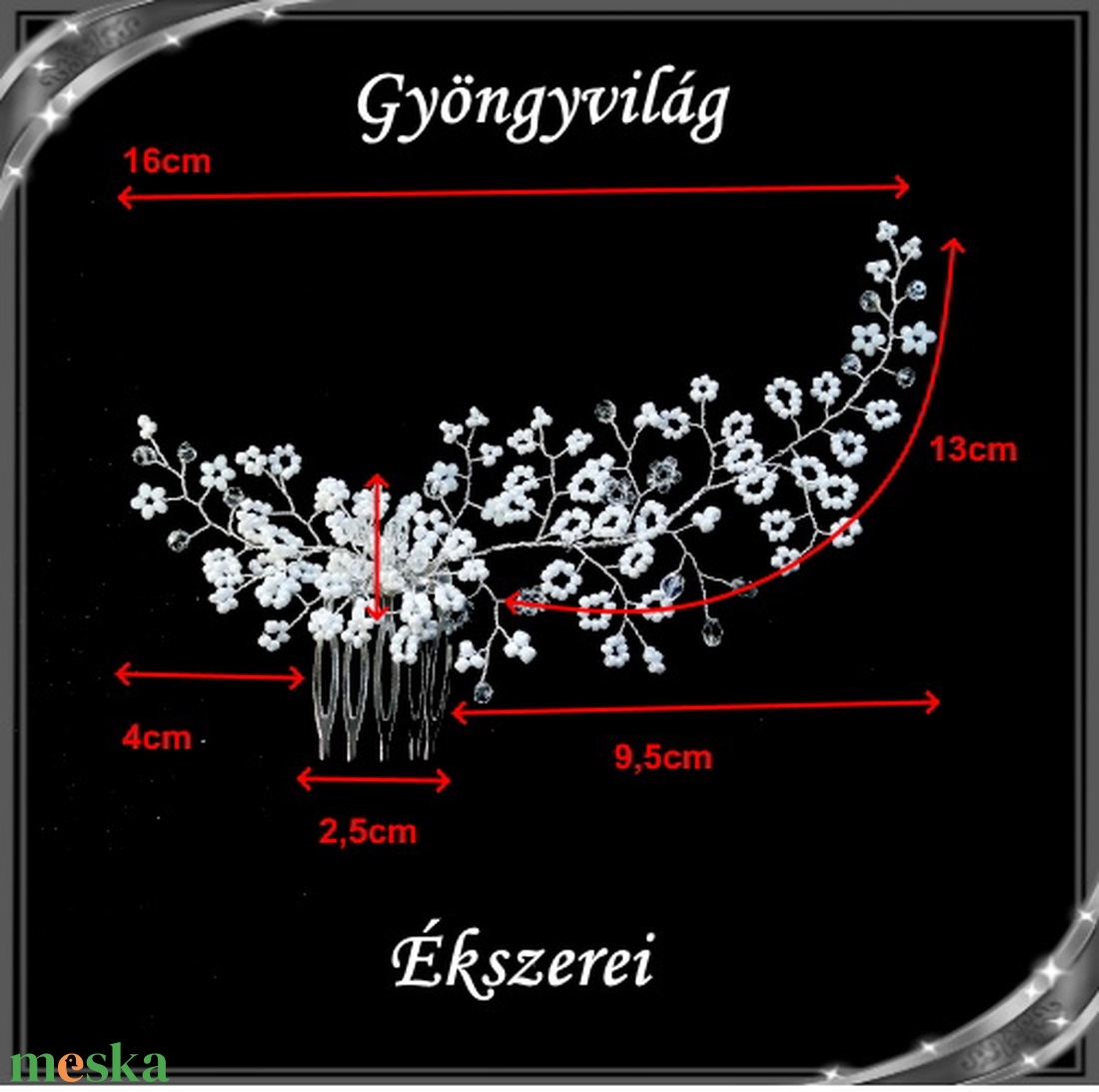 Ékszerek-hajdíszek, hajcsatok: Esküvői, menyasszonyi, alkalmi hajdísz S-H-FÉ05e - esküvő - hajdísz - fésűs hajdísz - Meska.hu