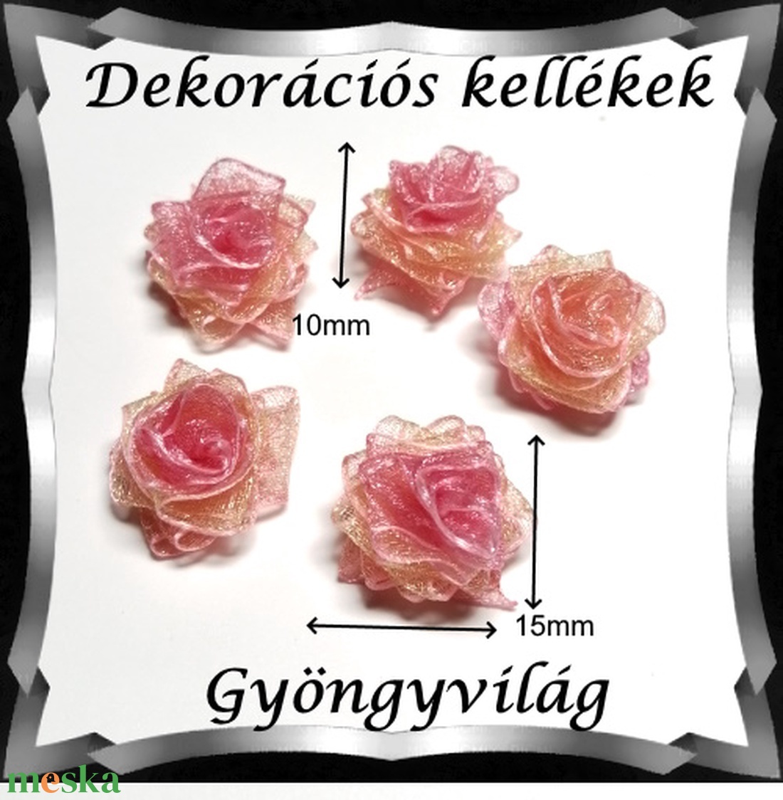 Dekorációs kellék: organza virág DK-VO 01-15szm 10db - kellékek & szerszámok - dekorációs kellékek - egyéb kellékek - Meska.hu