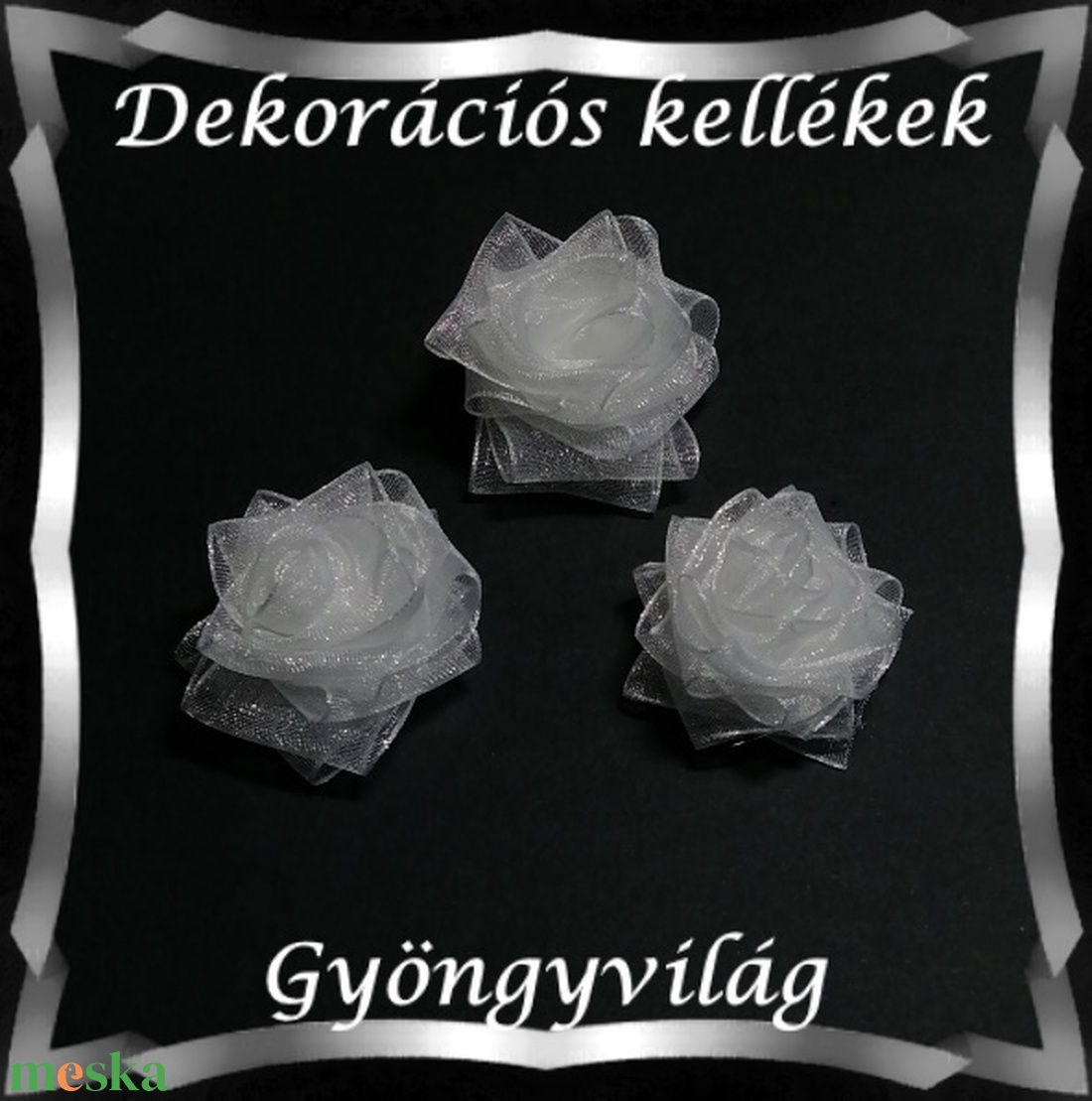 Dekorációs kellék: organza virág DK-VO 01-30 5db - kellékek & szerszámok - dekorációs kellékek - egyéb kellékek - Meska.hu