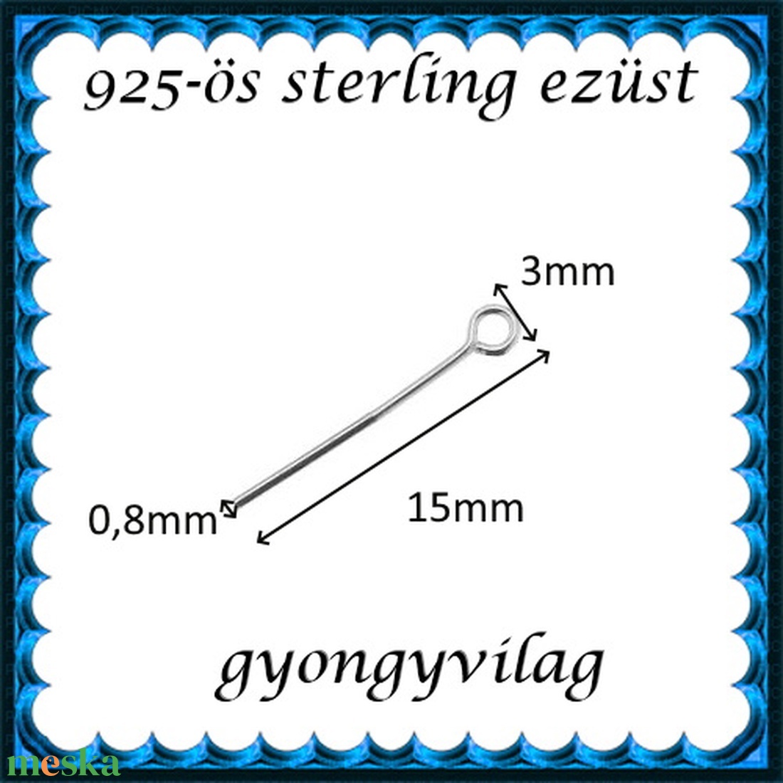 925-ös sterling ezüst ékszerkellék: szerelőpálca zárt hurkos végű ESZP HZ 15x0,8mm - kellékek & szerszámok - gyöngy, ékszerkellék - egyéb alkatrész - Meska.hu