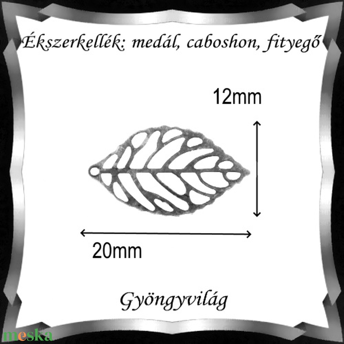 Ékszerkellék: medál, caboshon, fityegő BMCF-03e 12x22 20db/cs - kellékek & szerszámok - gyöngy, ékszerkellék - fém köztesek - Meska.hu