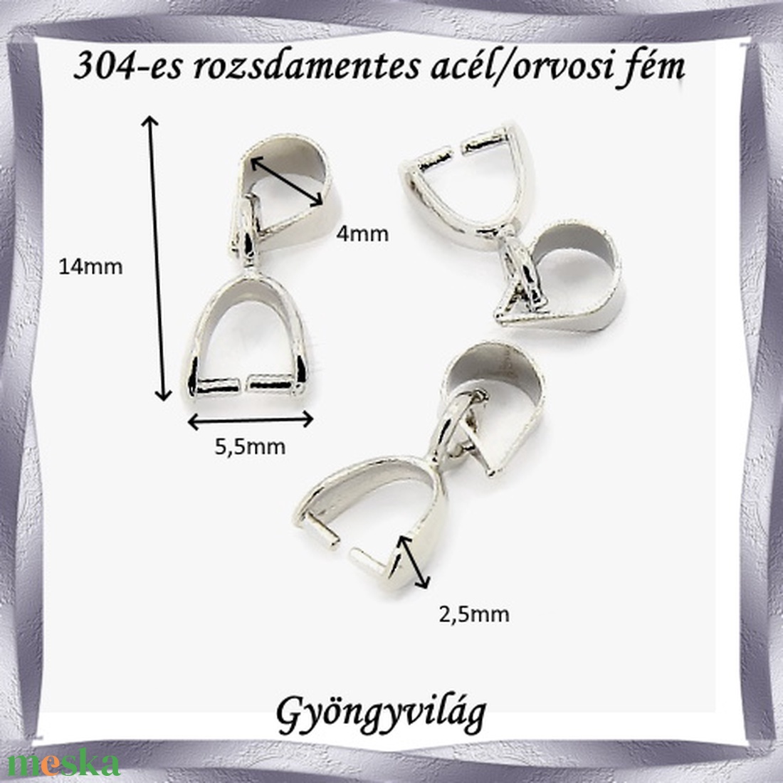 Nemes acél ékszerkellék: Medálkapocs NAMK 01 6db/cs - kellékek & szerszámok - gyöngy, ékszerkellék - egyéb alkatrész - Meska.hu