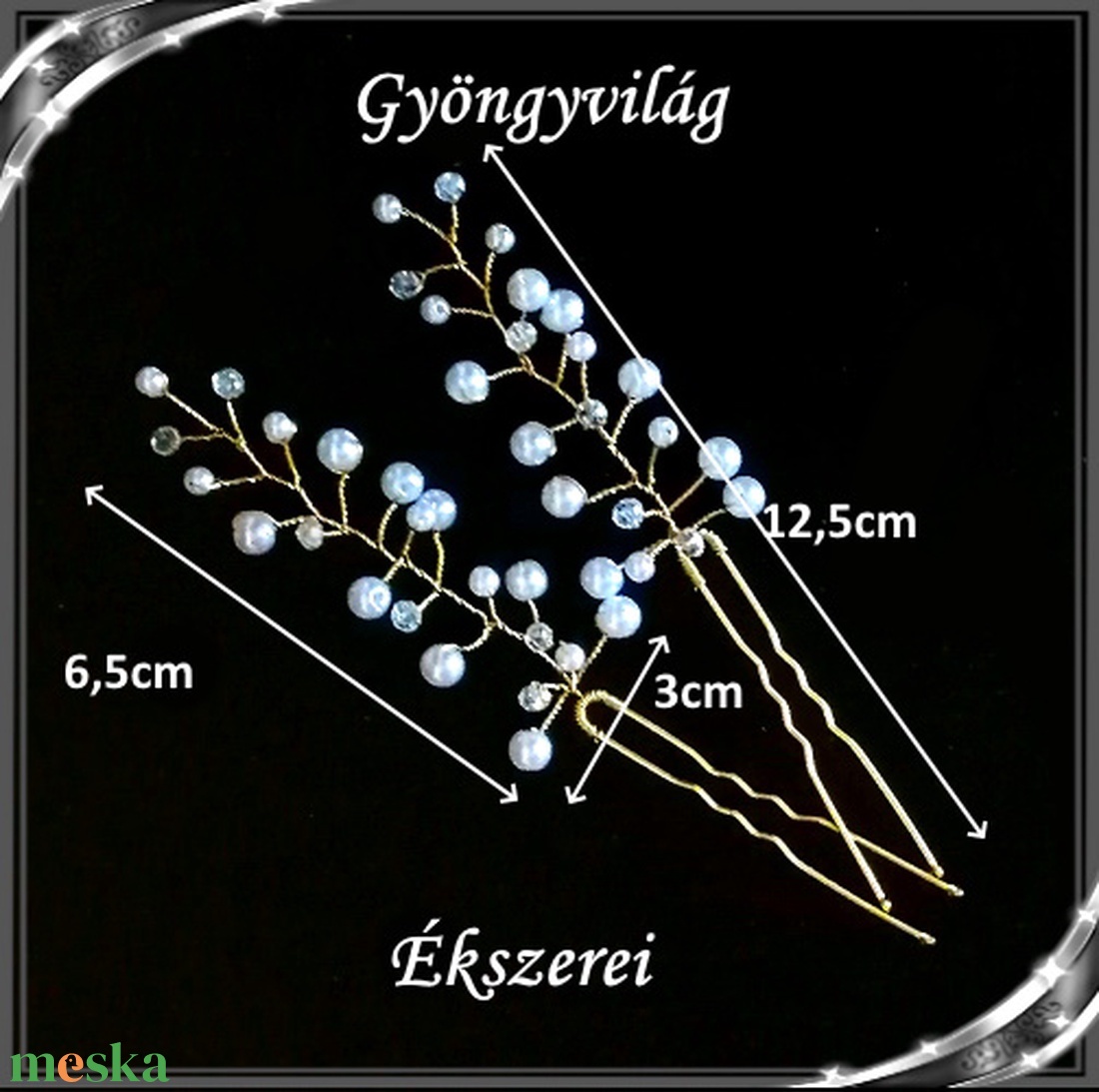 Esküvői, menyasszonyi, alkalmi hajdísz, SH 12aa 2db/szett - esküvő - hajdísz - fésűs hajdísz - Meska.hu