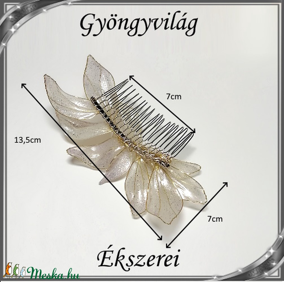 Ékszerek-hajdíszek, hajcsatok: Egyedi, alkalmi hajdísz dip art technikával SH-D01-3-2 - esküvő - hajdísz - fésűs hajdísz - Meska.hu