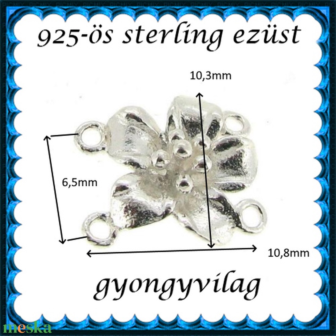 925-ös sterling ezüst ékszerkellék: köztes / gyöngy / dísz  EKÖ 42 - kellékek & szerszámok - gyöngy, ékszerkellék - fém köztesek - Meska.hu