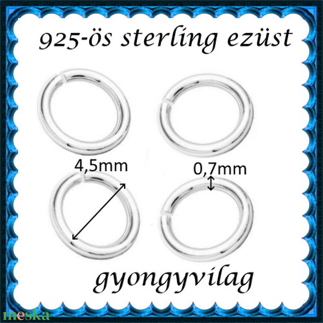 925-ös sterling ezüst ékszerkellék: karika nyitott ESZK NY 4,5x0,7 mm 4db/csomag - kellékek & szerszámok - gyöngy, ékszerkellék - egyéb alkatrész - Meska.hu