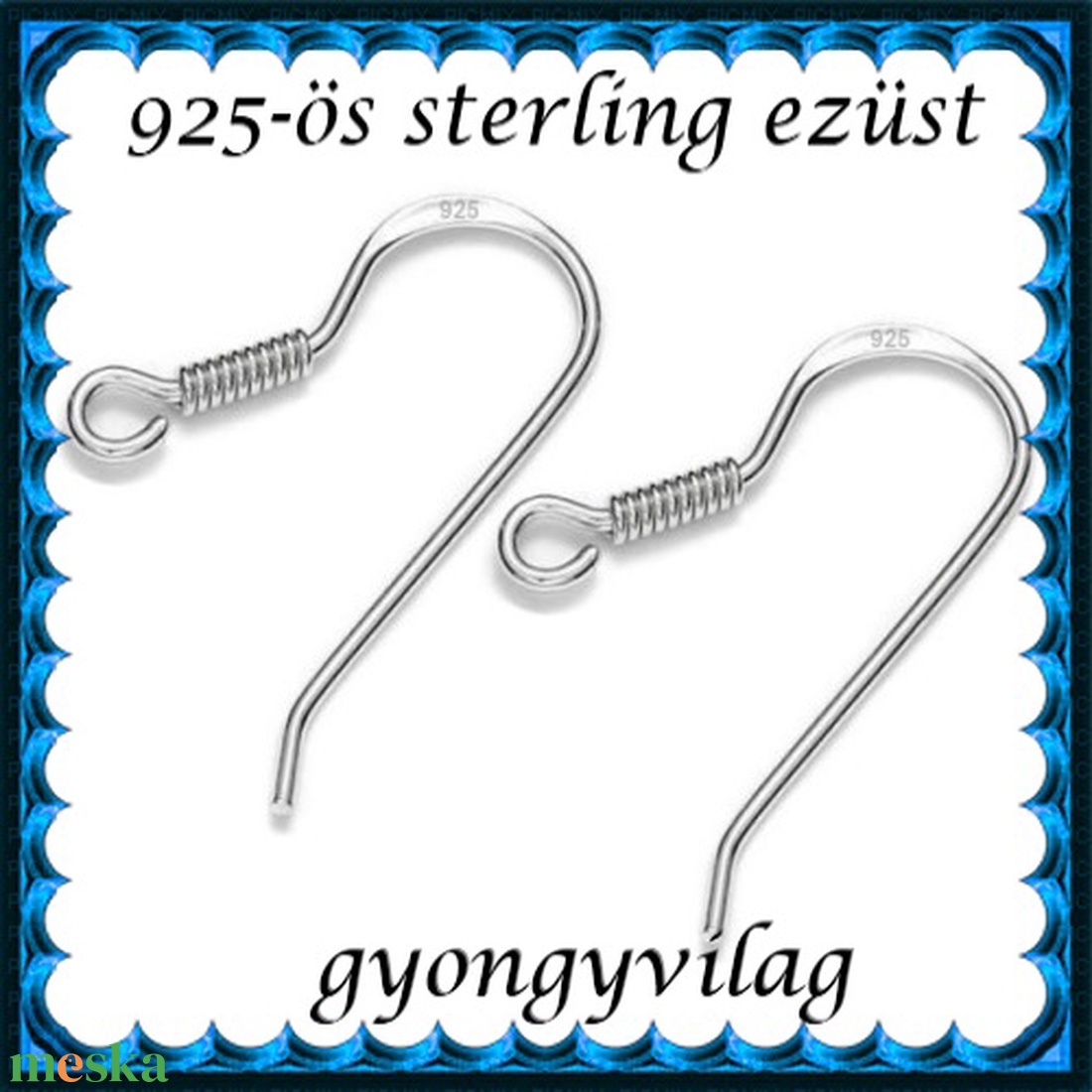  925-ös sterling ezüst ékszerkellék: fülbevalóalap akasztós EFK A 09-2 - kellékek & szerszámok - gyöngy, ékszerkellék - egyéb alkatrész - Meska.hu