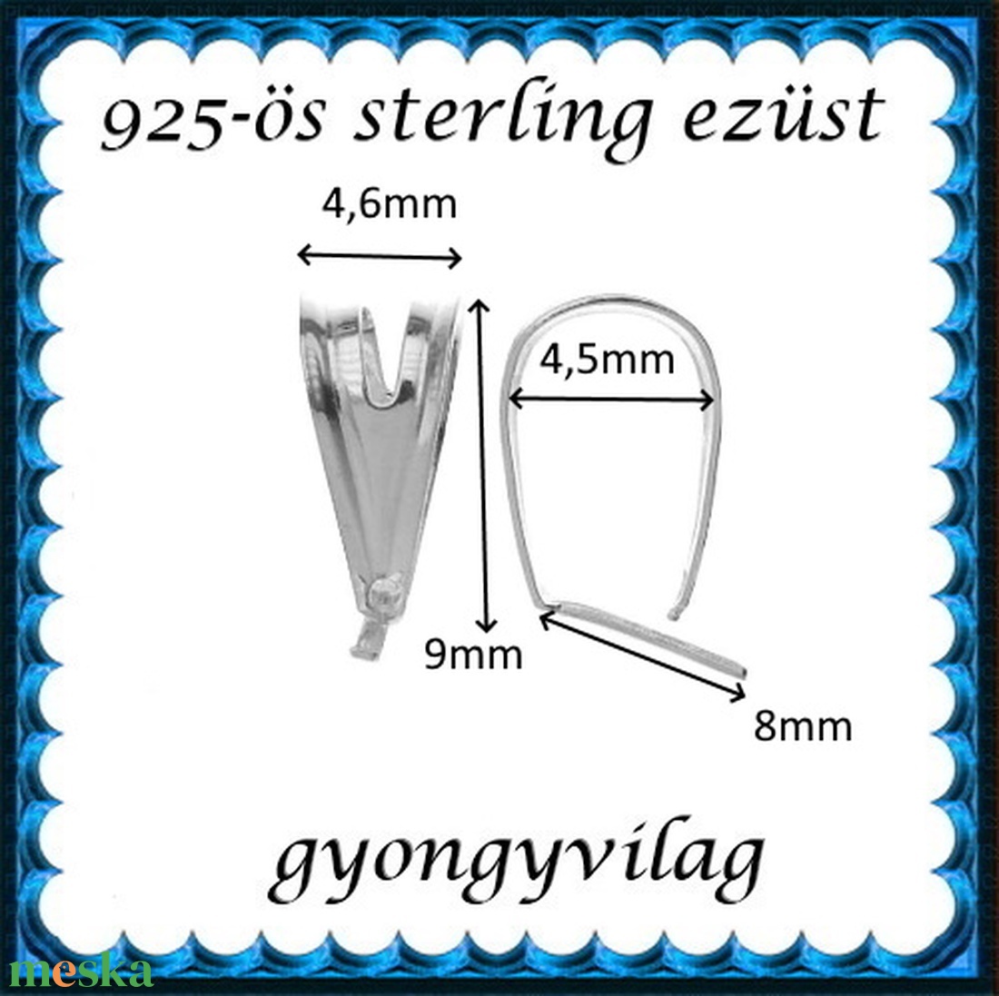 925-ös sterling ezüst ékszerkellék: medáltartó, medálkapocs EMK 113e - kellékek & szerszámok - gyöngy, ékszerkellék - egyéb alkatrész - Meska.hu