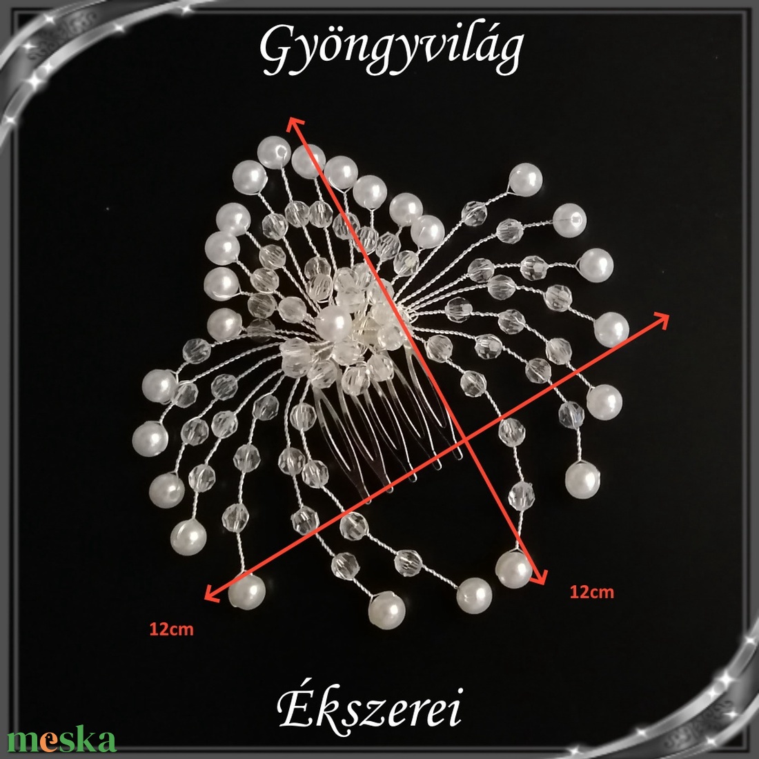 Ékszerek-hajdíszek, hajcsatok: Esküvői, menyasszonyi, alkalmi hajdísz S-H-FÉ06e - esküvő - hajdísz - fésűs hajdísz - Meska.hu