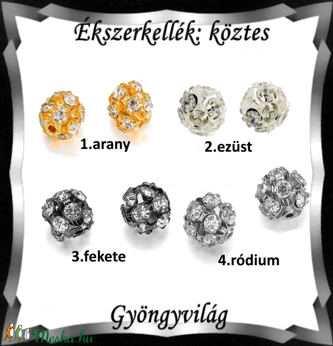 Ékszerkellék: köztes / díszítőelem / gyöngy BKÖ 1S 36-8e clear 4db/csomag - kellékek & szerszámok - gyöngy, ékszerkellék - fém köztesek - Meska.hu