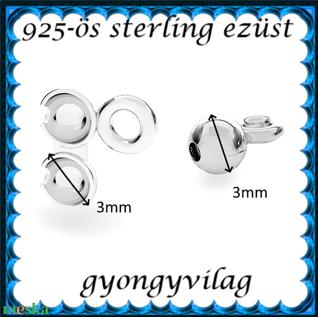 925-ös sterling ezüst ékszerkellék: csomótakaró ECST 07-3e - kellékek & szerszámok - gyöngy, ékszerkellék - egyéb alkatrész - Meska.hu