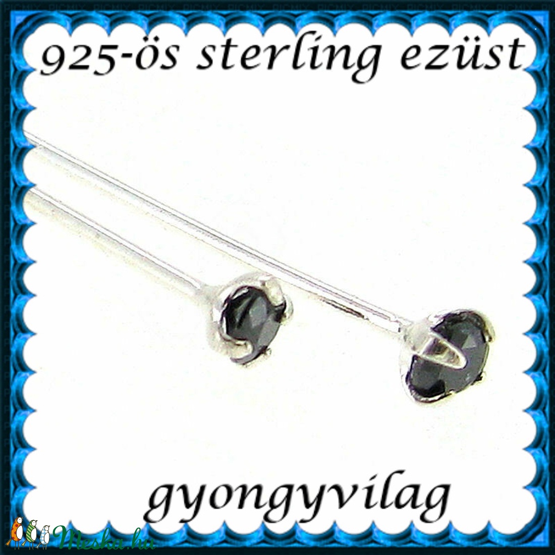 925-ös sterling ezüst ékszerkellék: szerelőpálca swarovski végű ESZP SW 40x0,5 mm-es 1db/csomag - kellékek & szerszámok - gyöngy, ékszerkellék - egyéb alkatrész - Meska.hu