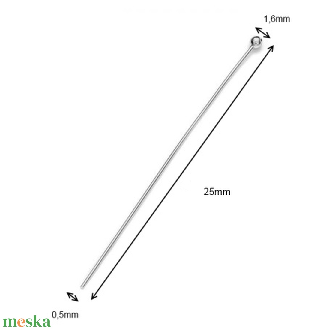 925-ös sterling ezüst ékszerkellék: szerelőpálca gömb végű ESZP G 25x0,5 2db/csomag - kellékek & szerszámok - gyöngy, ékszerkellék - egyéb alkatrész - Meska.hu