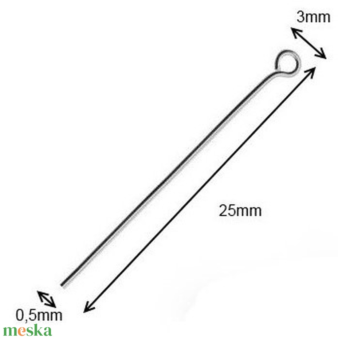 925-ös sterling ezüst ékszerkellék: szerelőpálca hurkos végű ESZP H 25x0,5 mm 2db - kellékek & szerszámok - gyöngy, ékszerkellék - egyéb alkatrész - Meska.hu