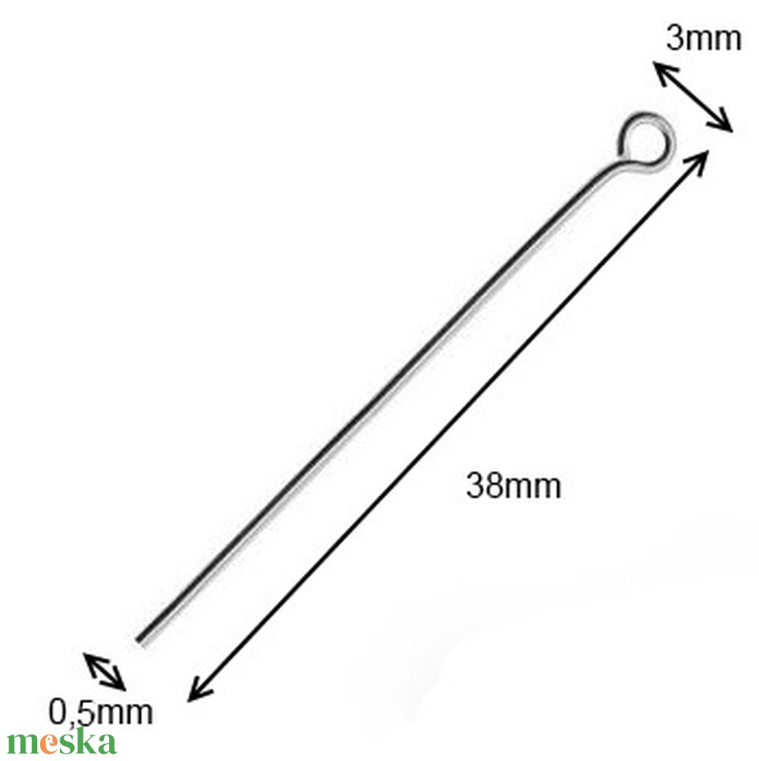 925-ös sterling ezüst ékszerkellék: szerelőpálca hurkos végű ESZP H 38x0,5 mm 2db - kellékek & szerszámok - gyöngy, ékszerkellék - egyéb alkatrész - Meska.hu