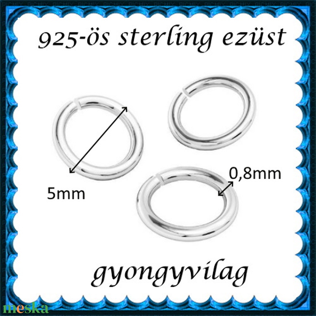 925-ös sterling ezüst ékszerkellék: karika nyitott ESZK NY 5x0,8mm 3db/csomag - kellékek & szerszámok - gyöngy, ékszerkellék - egyéb alkatrész - Meska.hu