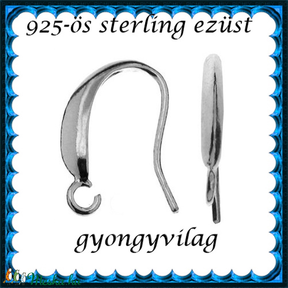  925-ös sterling ezüst ékszerkellék: fülbevalóalap akasztós EFK A 73-2r - kellékek & szerszámok - gyöngy, ékszerkellék - egyéb alkatrész - Meska.hu