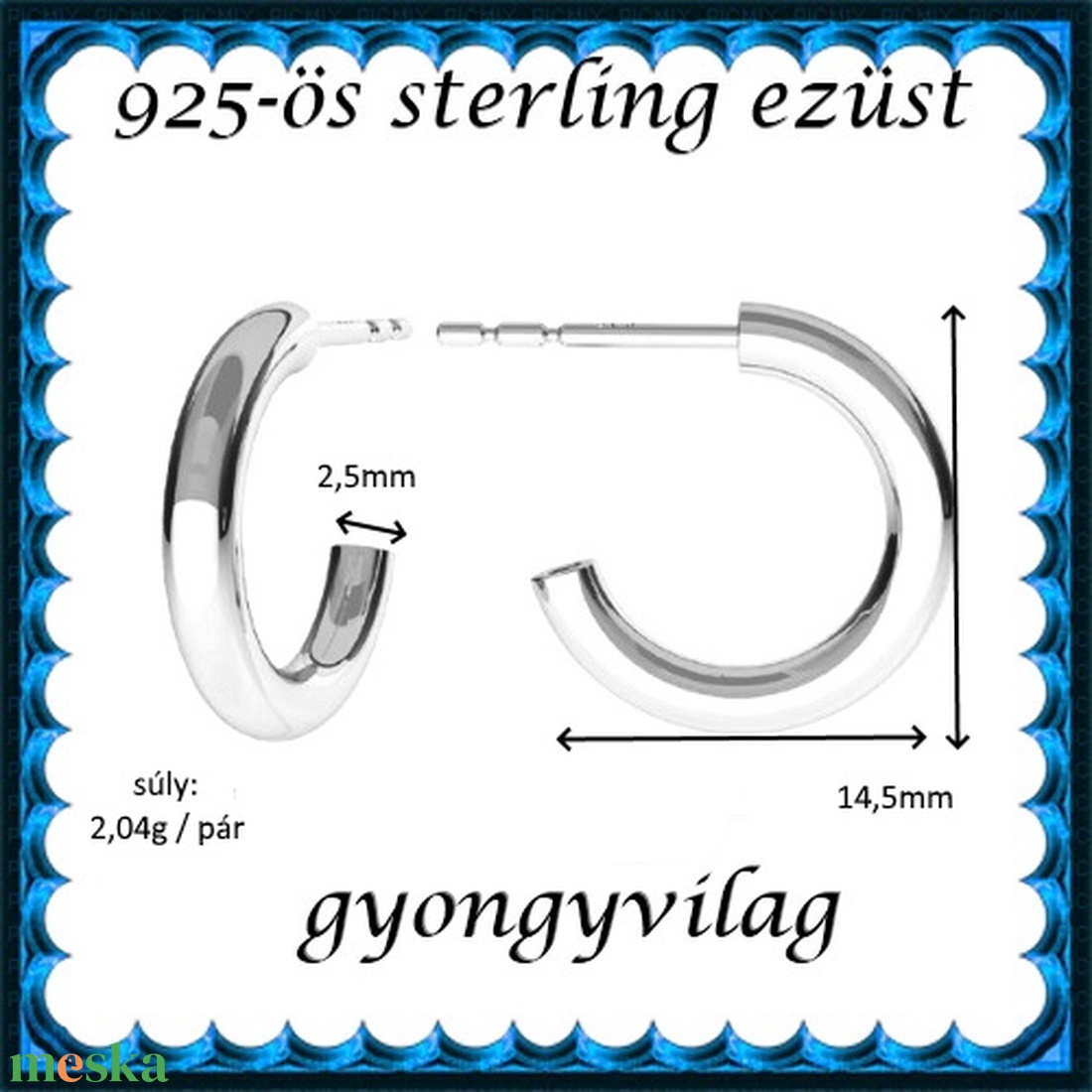 925-ös sterling ezüst ékszerek: fülbevaló EF13e - ékszer - fülbevaló - pötty fülbevaló - Meska.hu