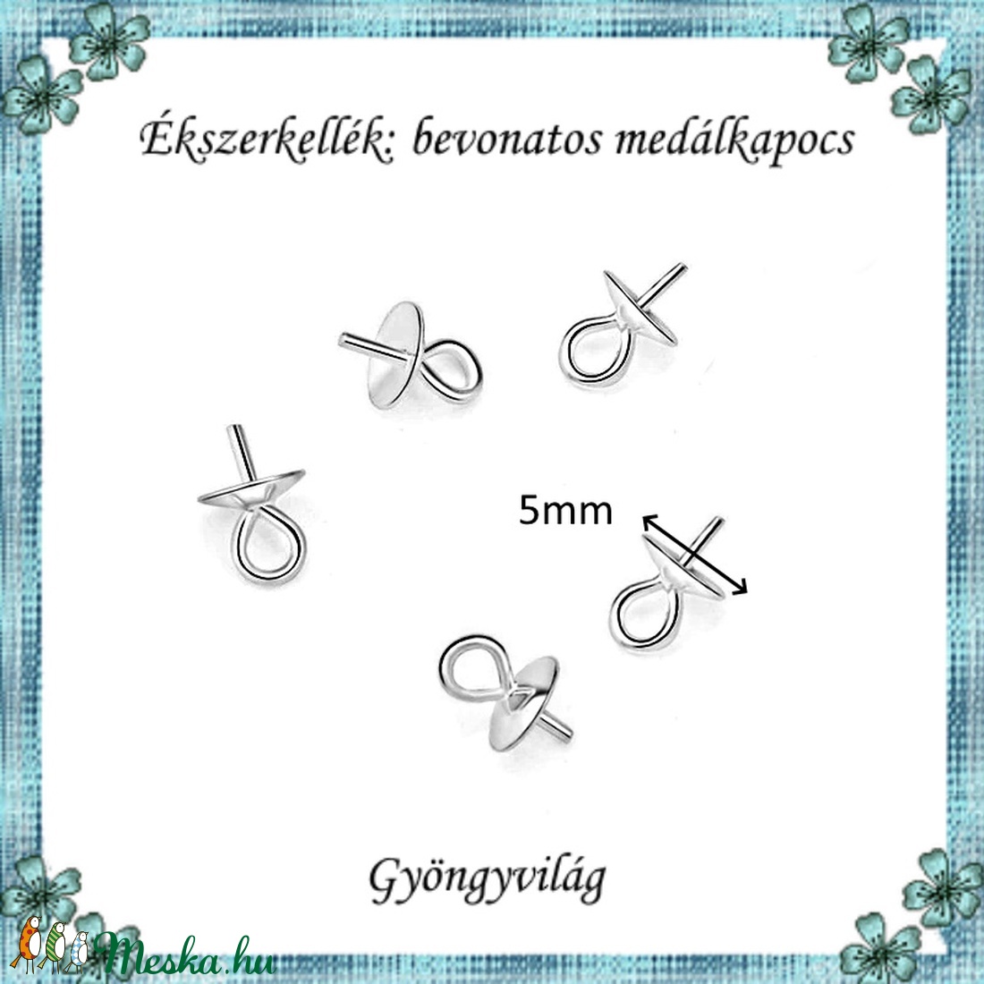 Ezüstel bevont ékszerkellék: medálkapocs E925-MK02-5 5db/cs - kellékek & szerszámok - gyöngy, ékszerkellék - egyéb alkatrész - Meska.hu