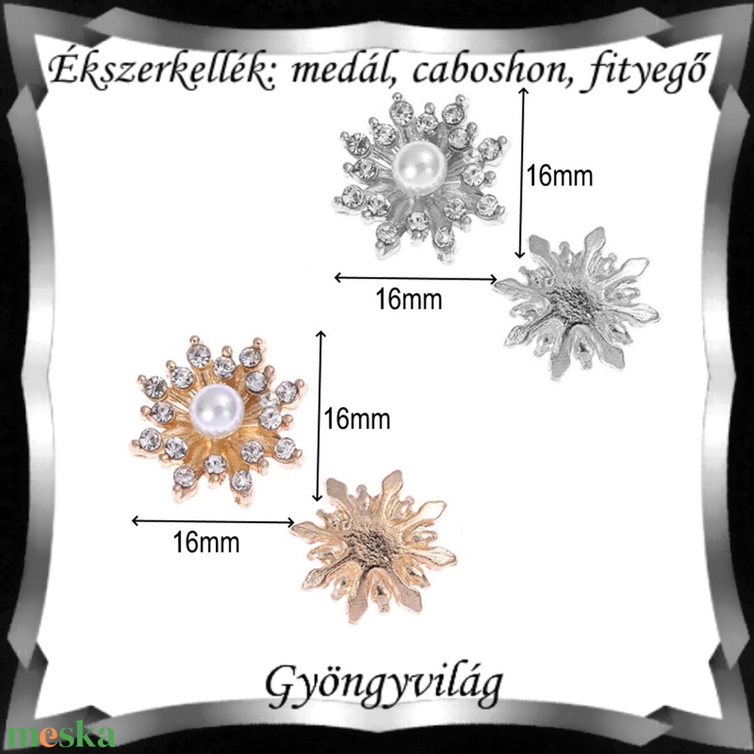 Ékszerkellék: medál, caboshon, fityegő BMCF-01 - kellékek & szerszámok - gyöngy, ékszerkellék - fém köztesek - Meska.hu