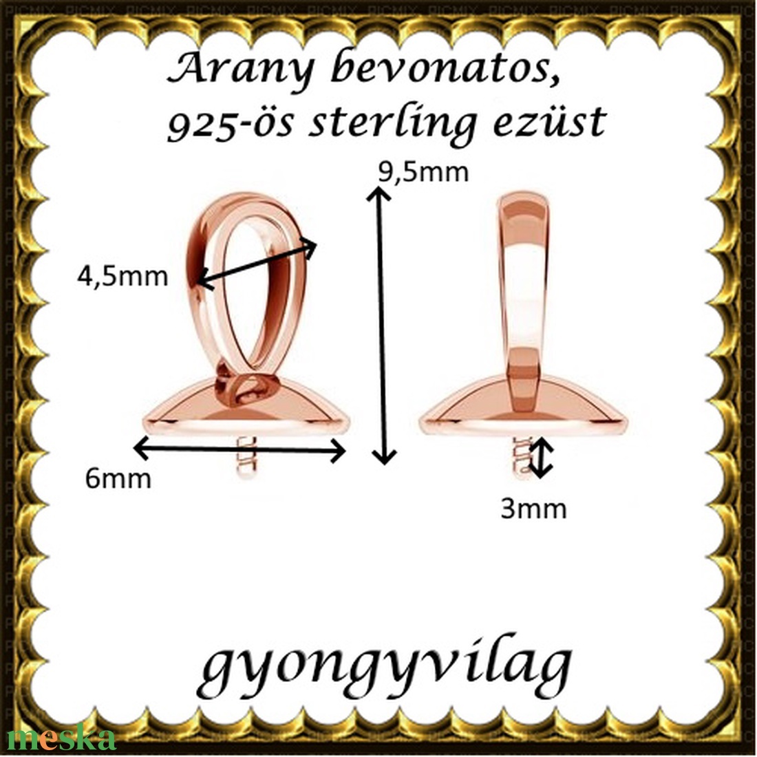 925-ös sterling ezüst ékszerkellék: medáltartó, medálkapocs EMK 68rg - kellékek & szerszámok - gyöngy, ékszerkellék - egyéb alkatrész - Meska.hu