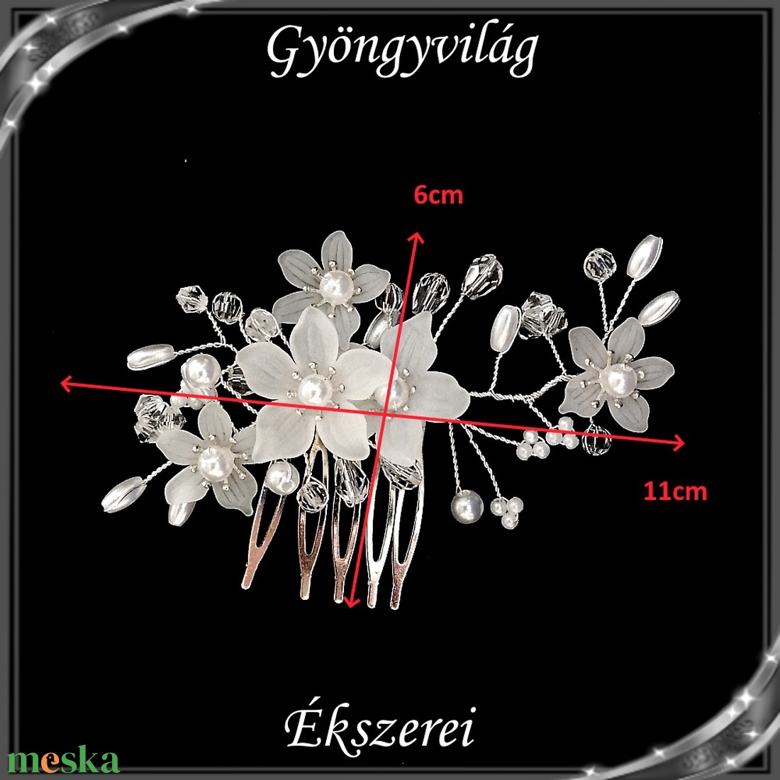 Ékszerek-hajdíszek, hajcsatok: Esküvői, menyasszonyi, alkalmi hajdísz S-H-FÉ09-2e - esküvő - hajdísz - kontydísz & hajdísz - Meska.hu