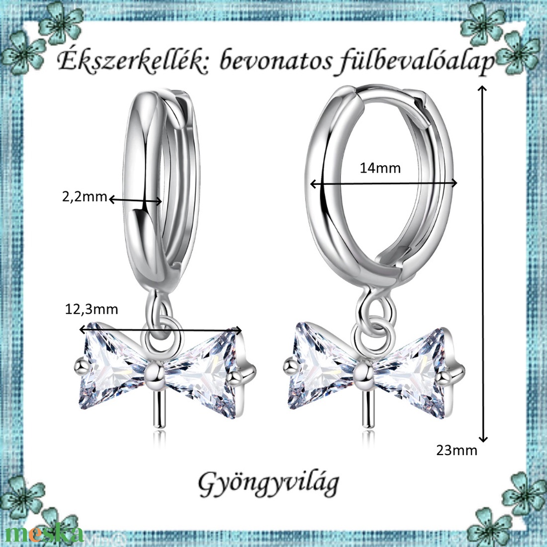 Ezüstel bevont ékszerkellék: fülbevaló alap E925-FK21 1pár/cs - kellékek & szerszámok - gyöngy, ékszerkellék - egyéb alkatrész - Meska.hu