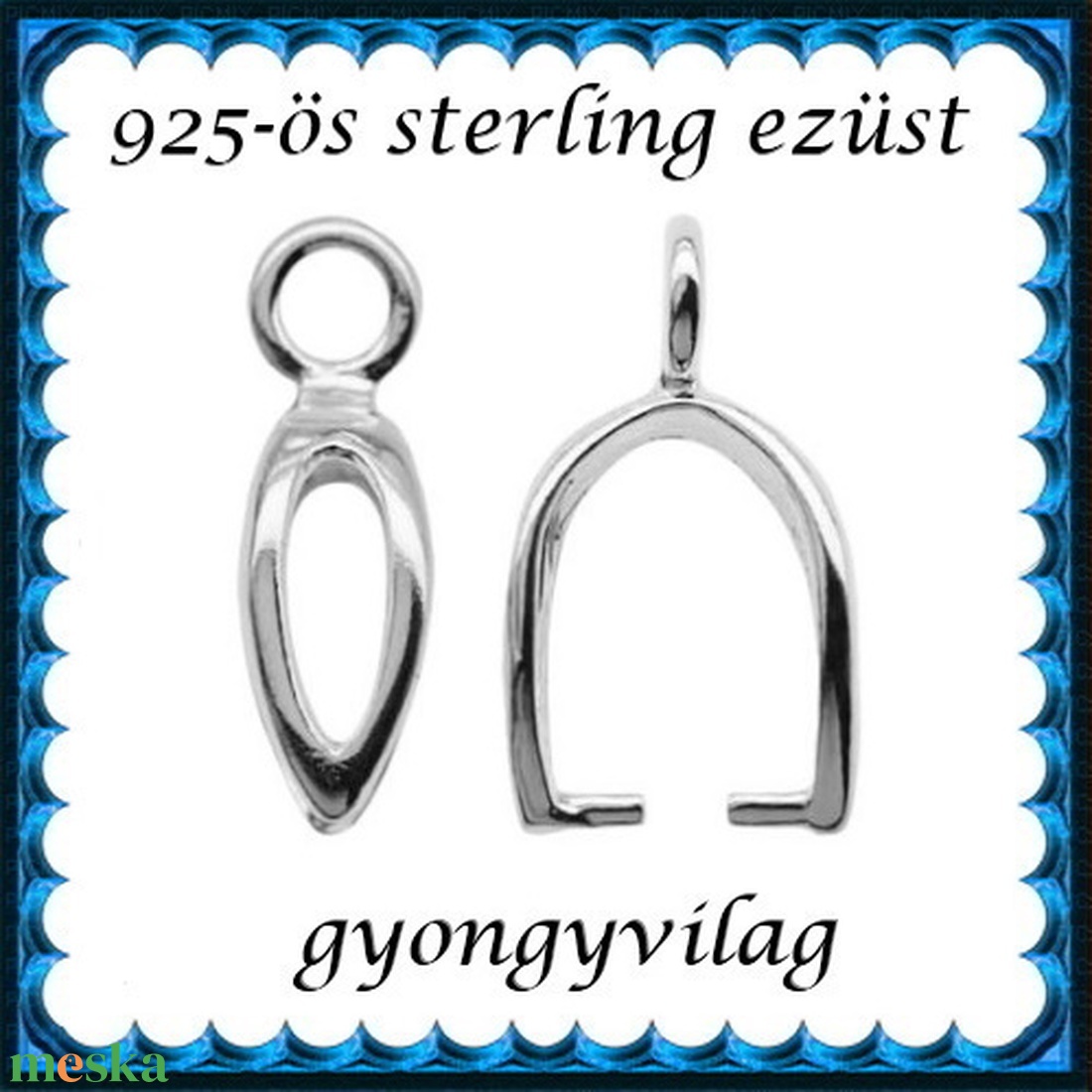 925-ös sterling ezüst ékszerkellék: medáltartó, medálkapocs EMK 116 - kellékek & szerszámok - gyöngy, ékszerkellék - egyéb alkatrész - Meska.hu