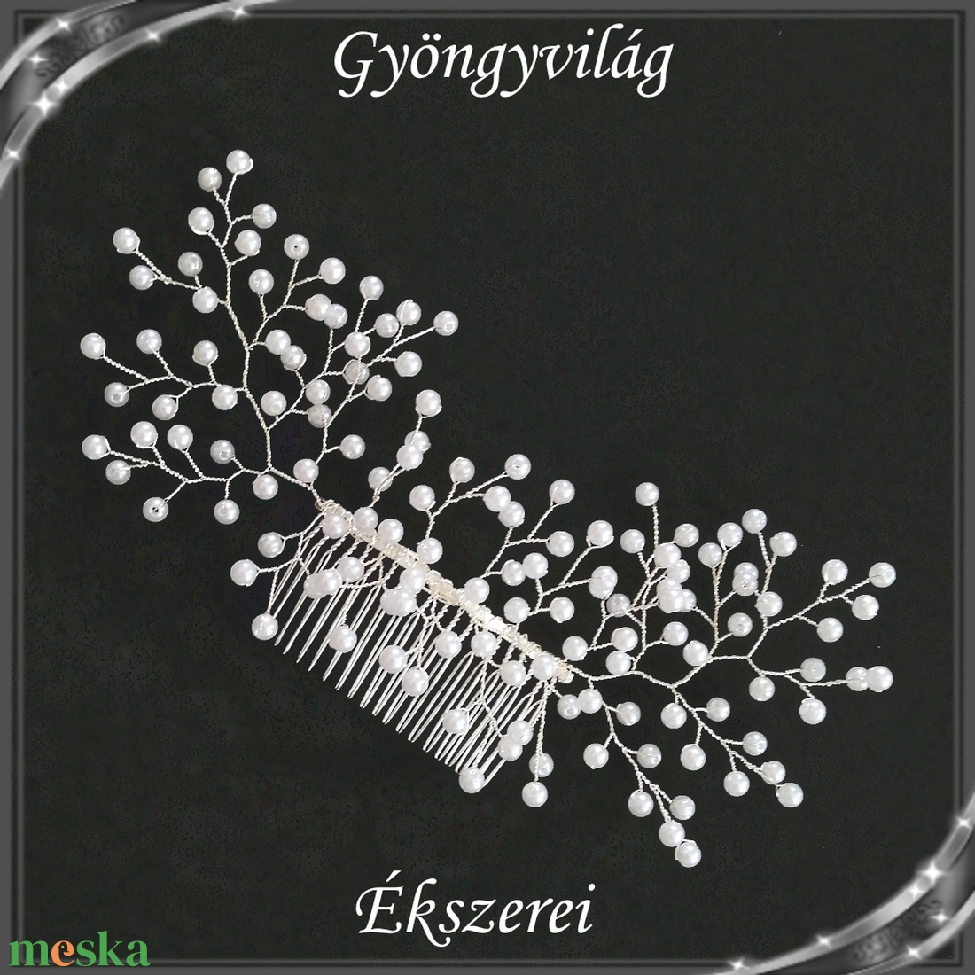 Ékszerek-hajdíszek, hajcsatok: Esküvői, menyasszonyi, alkalmi hajdísz S-H-FÉ21-2e - esküvő - hajdísz - fésűs hajdísz - Meska.hu