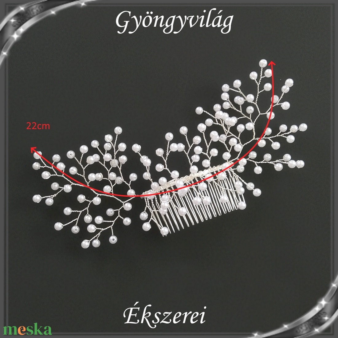 Ékszerek-hajdíszek, hajcsatok: Esküvői, menyasszonyi, alkalmi hajdísz S-H-FÉ21-2e - esküvő - hajdísz - fésűs hajdísz - Meska.hu