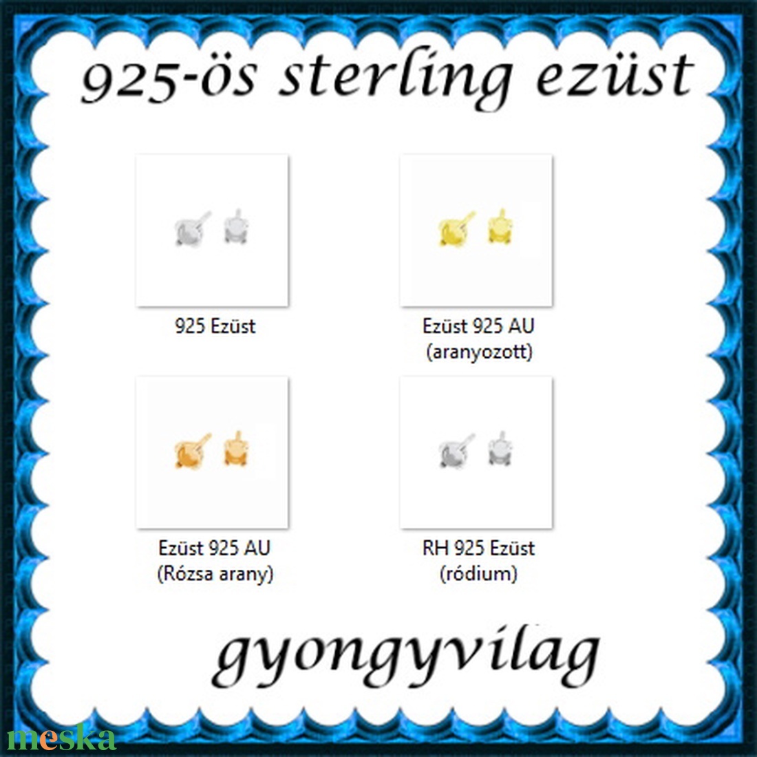 925-ös sterling ezüst ékszerkellék: fülbevaló kapocs, bedugós EFK B 60-3e - kellékek & szerszámok - gyöngy, ékszerkellék - egyéb alkatrész - Meska.hu