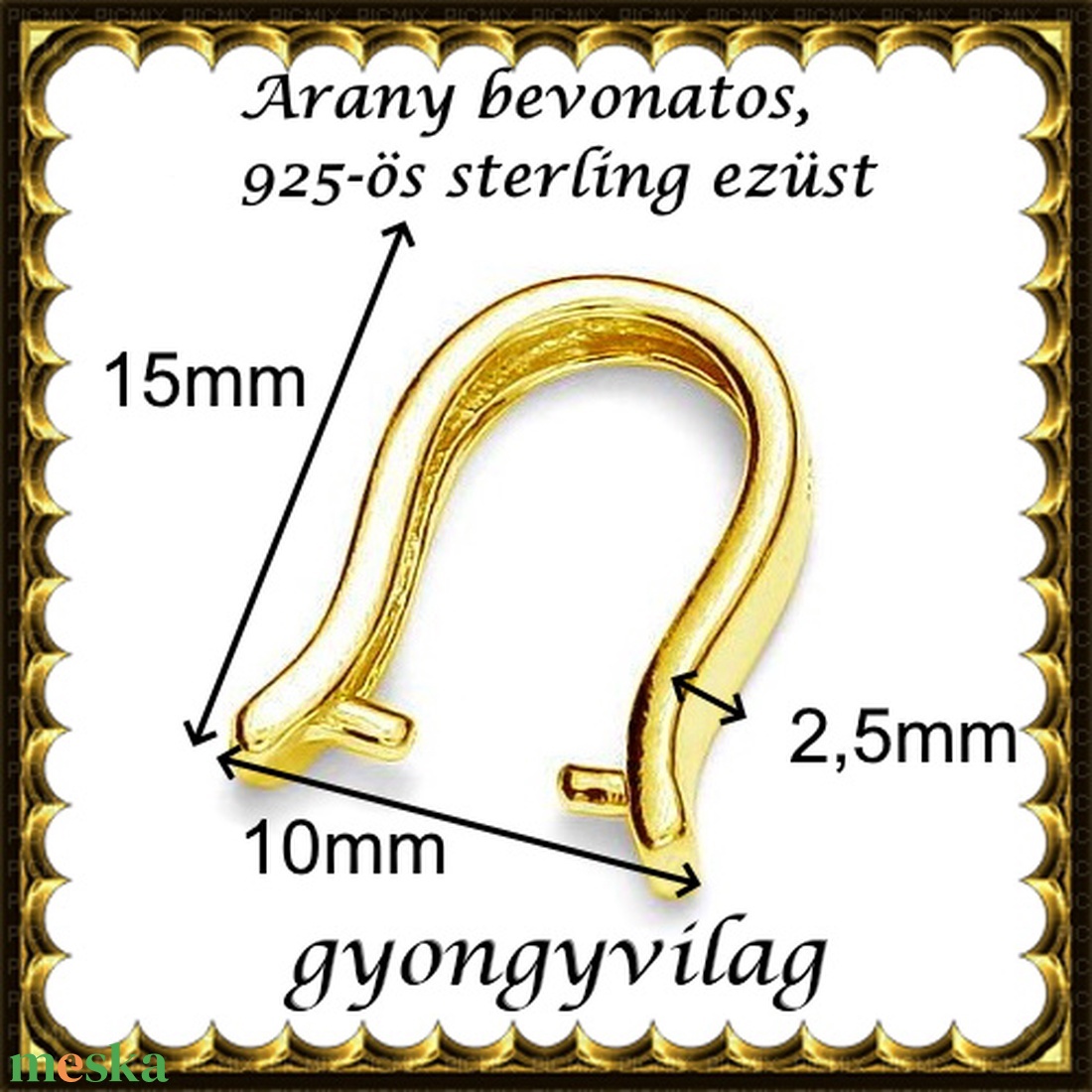 925-ös sterling ezüst ékszerkellék: medáltartó, medálkapocs EMK 63g - kellékek & szerszámok - gyöngy, ékszerkellék - egyéb alkatrész - Meska.hu