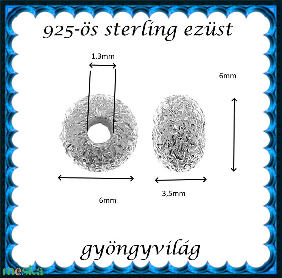 925-ös sterling ezüst ékszerkellék: köztes / gyöngy / dísz EKÖ 102  - kellékek & szerszámok - gyöngy, ékszerkellék - fém köztesek - Meska.hu