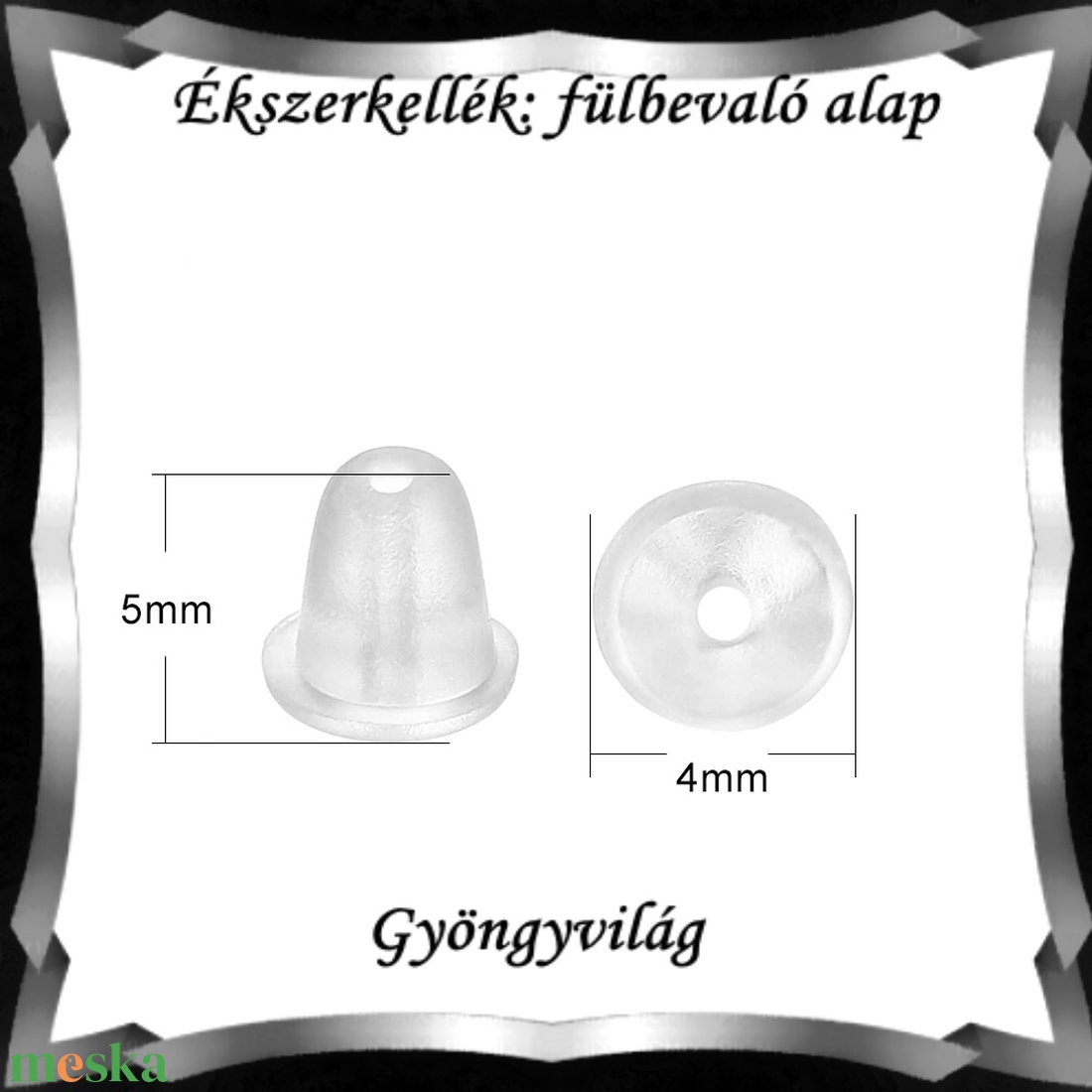 Ékszerkellék: fülbevaló vég/shift BFK-SZ 05 4x5 szilikon 40db - kellékek & szerszámok - gyöngy, ékszerkellék - egyéb alkatrész - Meska.hu