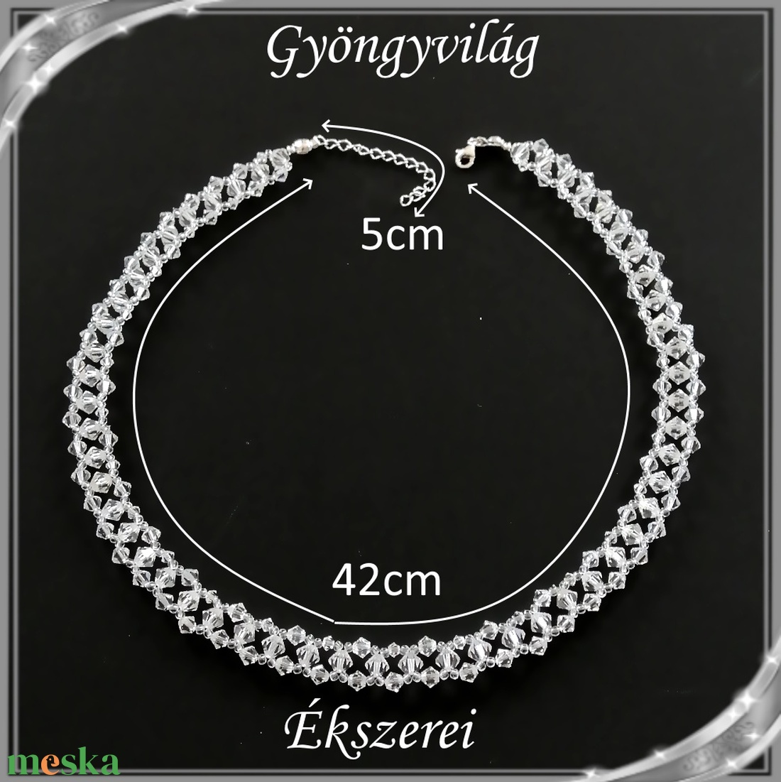 Esküvői, menyasszonyi choker lánc, swarovszki kristály SL-ESW05 clear - ékszer - nyaklánc - medál nélküli nyaklánc - Meska.hu