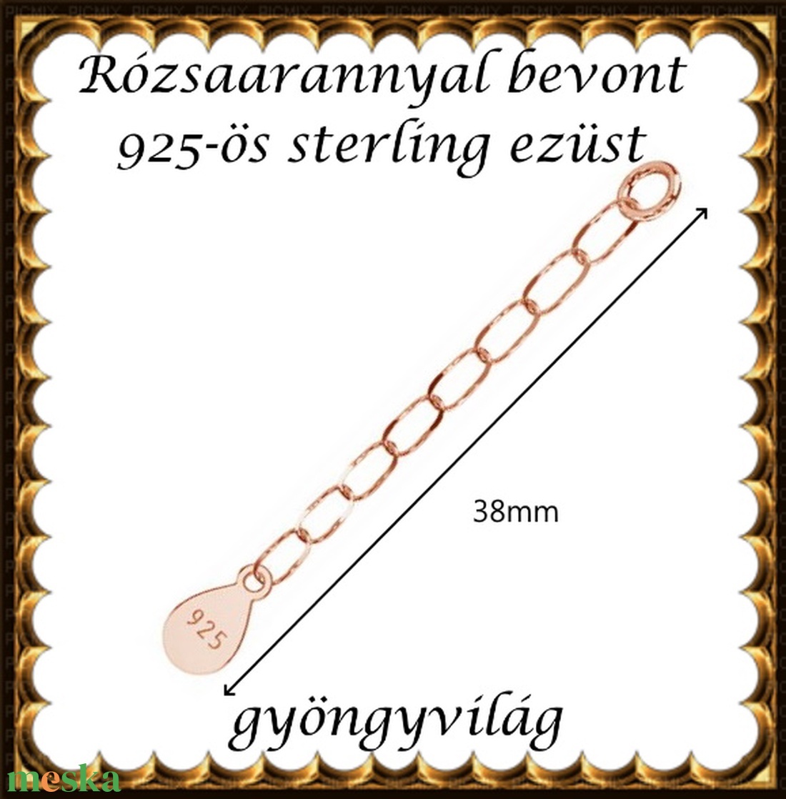 925-ös ezüst lánchosszabbító ELK LH 02rg - kellékek & szerszámok - gyöngy, ékszerkellék - egyéb alkatrész - Meska.hu