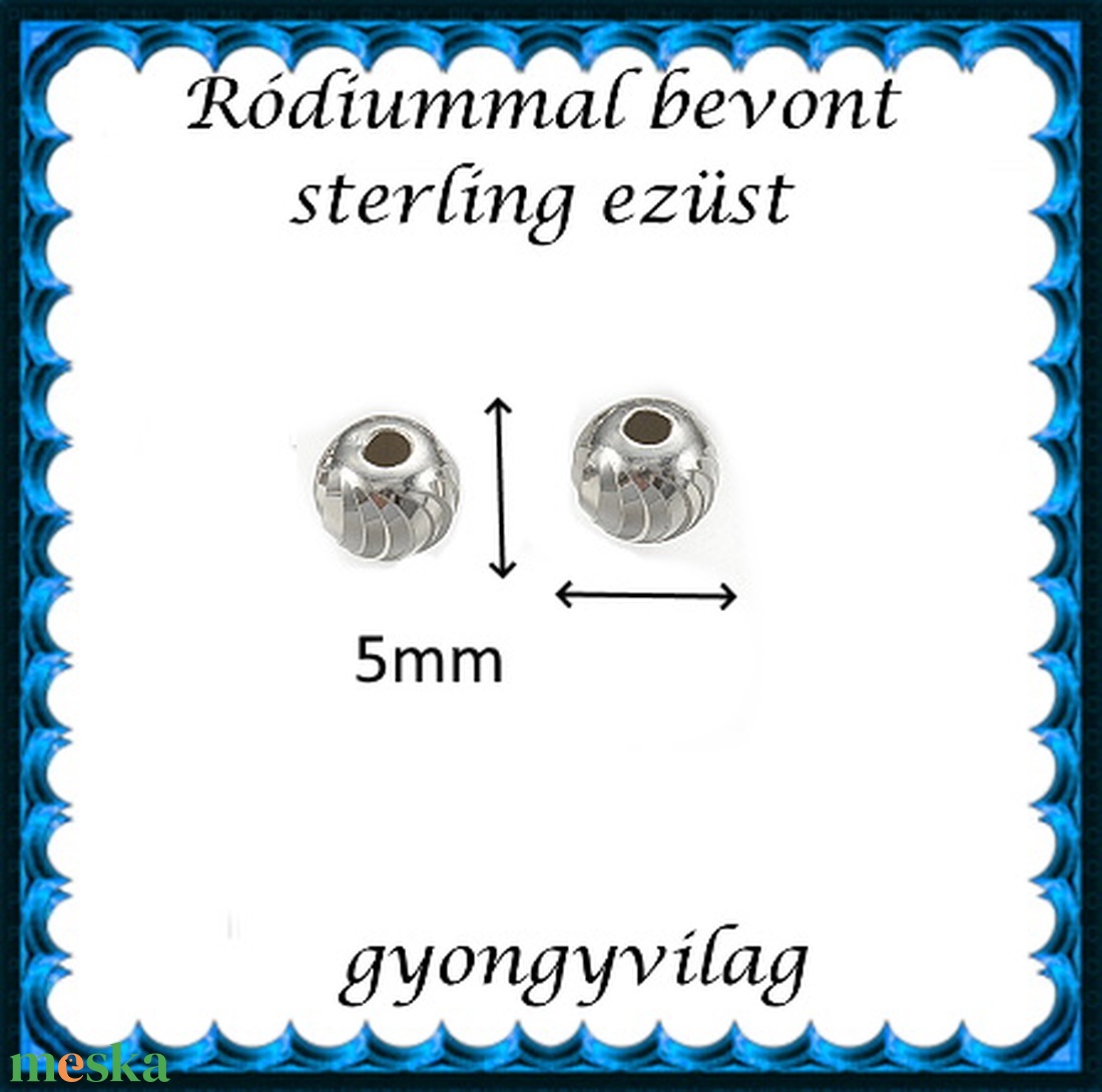 925-ös sterling ezüst ékszerkellék: köztes/gyöngy/díszitőelem EKÖ103-5r - kellékek & szerszámok - gyöngy, ékszerkellék - fém köztesek - Meska.hu