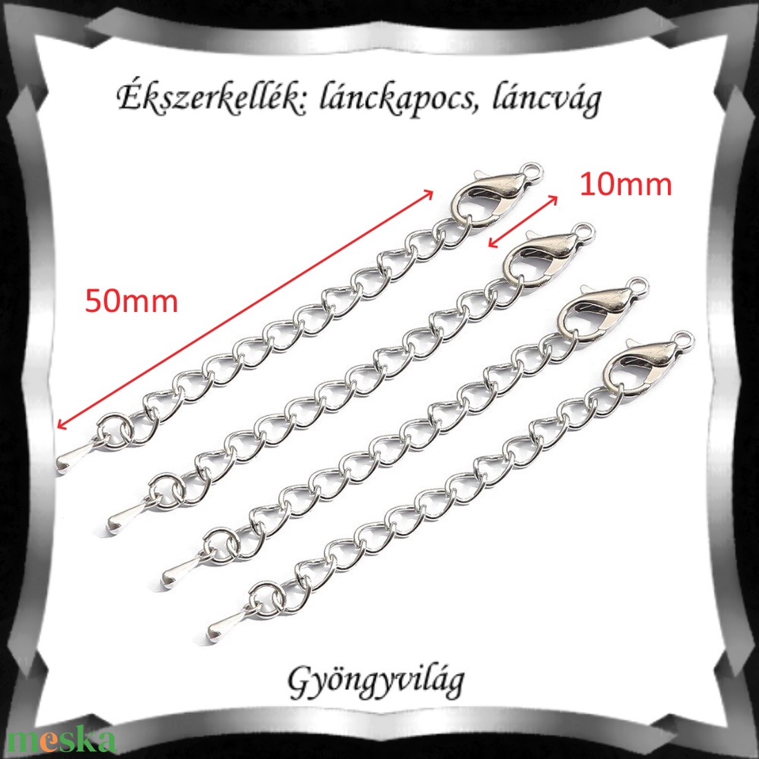 ó 4 db szettÉkszerkellék: pocs BLK-V-20-5-10r + lánchosszabbít - kellékek & szerszámok - gyöngy, ékszerkellék - egyéb alkatrész - Meska.hu