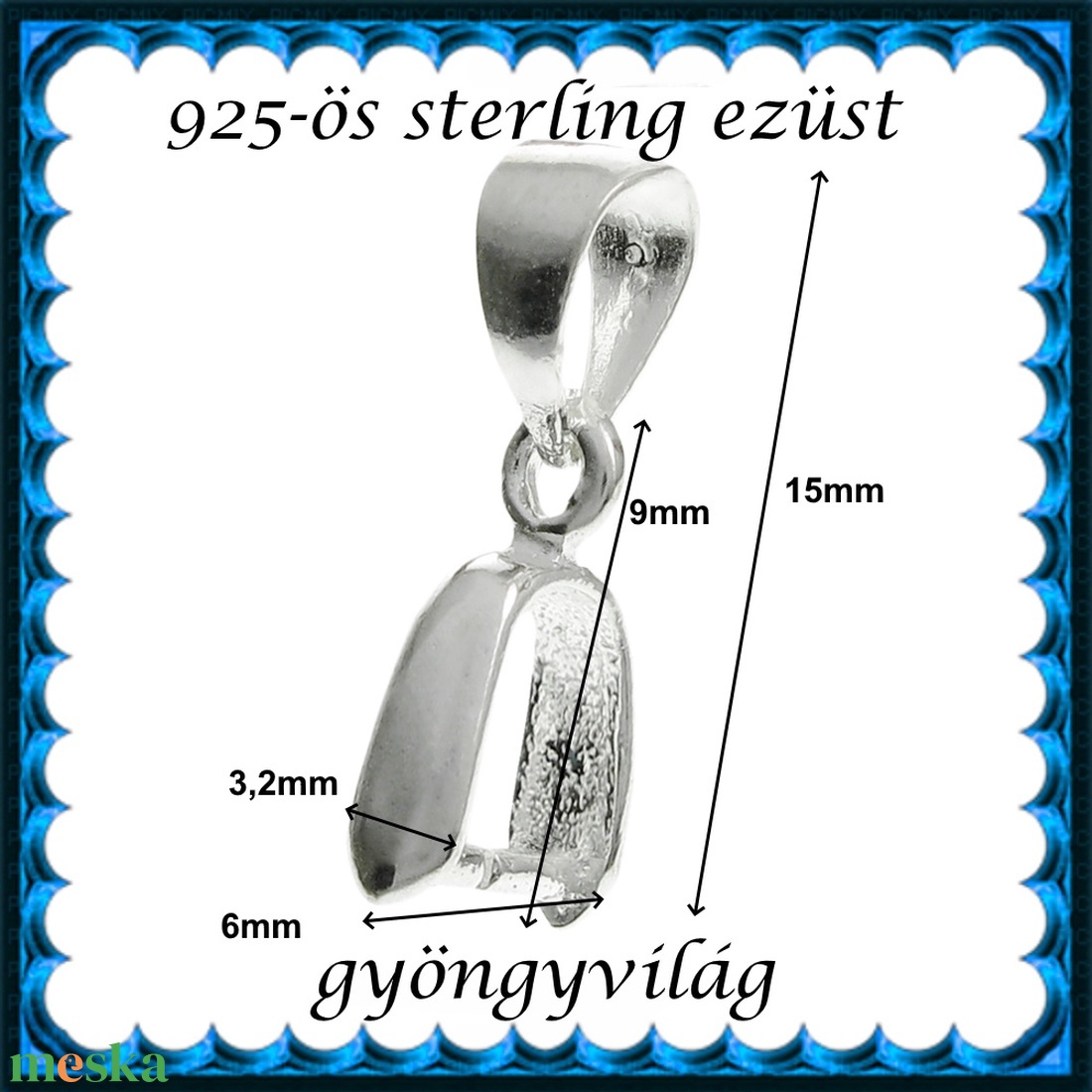  925-ös ezüst medálkapocs EMK 40-3 - kellékek & szerszámok - gyöngy, ékszerkellék - egyéb alkatrész - Meska.hu