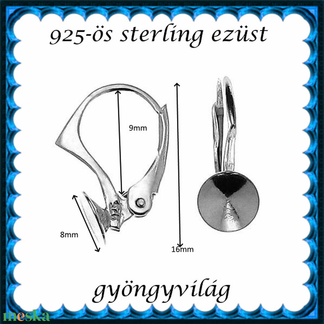 925-ös sterling ezüst ékszerkellék: fülbevaló kapocs, biztonsági-francia kapcsos EFK K 19-8-1e - kellékek & szerszámok - gyöngy, ékszerkellék - egyéb alkatrész - Meska.hu