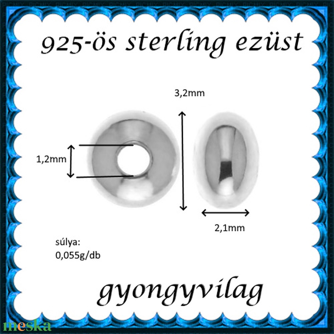 925-ös sterling ezüst ékszerkellék: köztes/gyöngy/díszitőelem EKÖ 09-3  3db/csomag - kellékek & szerszámok - gyöngy, ékszerkellék - fém köztesek - Meska.hu