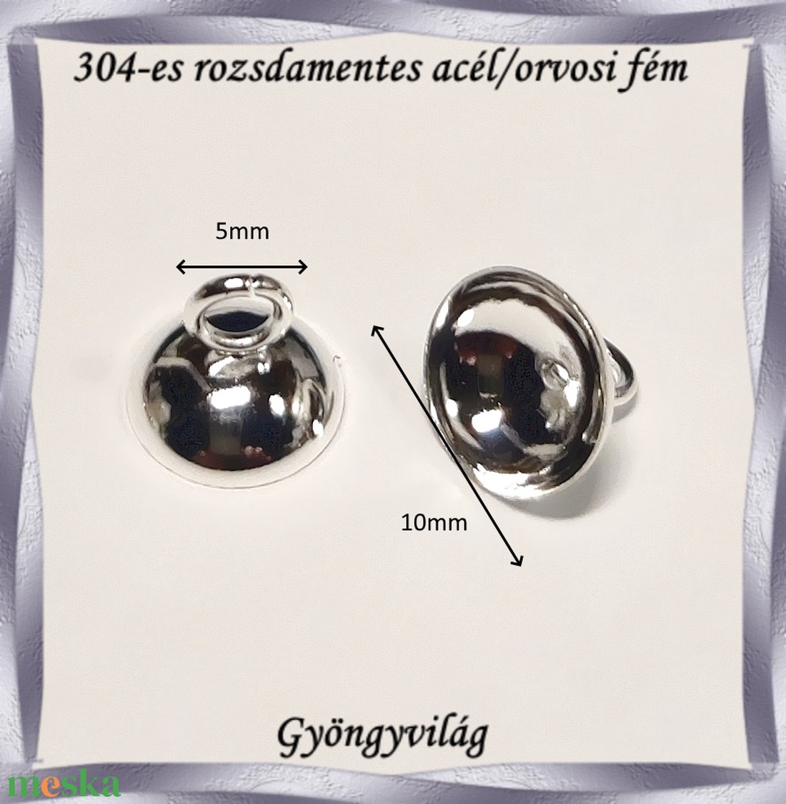 304 Nemes acél ékszerkellék: medálkapocs NAMK 03-10 1db/cs - kellékek & szerszámok - gyöngy, ékszerkellék - egyéb alkatrész - Meska.hu