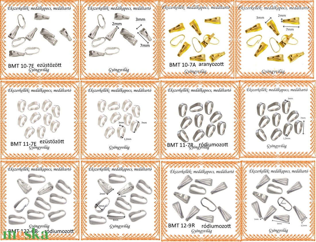 Ékszerkellék: medáltartó BMT 10-11-12 - kellékek & szerszámok - gyöngy, ékszerkellék - egyéb alkatrész - Meska.hu